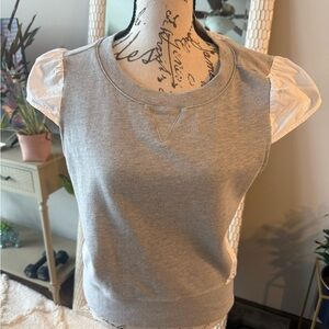 Elegant Gray Puff Sleeve Women's Top